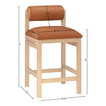 Roundhill Vegan Leather Upholstered Counter Stool in Cognac