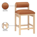 Roundhill Vegan Leather Upholstered Counter Stool in Cognac
