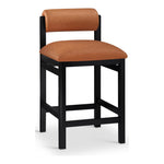 Roundhill Vegan Leather Upholstered Counter Stool in Cognac