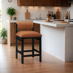 Roundhill Vegan Leather Upholstered Counter Stool in Cognac