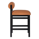 Roundhill Vegan Leather Upholstered Counter Stool in Cognac