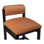 Roundhill Vegan Leather Upholstered Counter Stool in Cognac