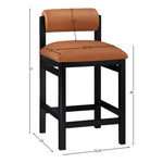 Roundhill Vegan Leather Upholstered Counter Stool in Cognac