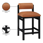 Roundhill Vegan Leather Upholstered Counter Stool in Cognac