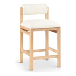 Roundhill Vegan Leather Upholstered Counter Stool in Cream