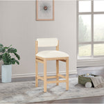 Roundhill Vegan Leather Upholstered Counter Stool in Cream
