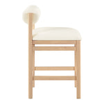 Roundhill Vegan Leather Upholstered Counter Stool in Cream
