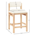 Roundhill Vegan Leather Upholstered Counter Stool in Cream