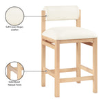 Roundhill Vegan Leather Upholstered Counter Stool in Cream