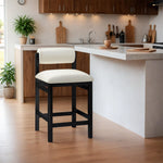 Roundhill Vegan Leather Upholstered Counter Stool in Cream