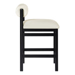 Roundhill Vegan Leather Upholstered Counter Stool in Cream
