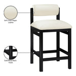 Roundhill Vegan Leather Upholstered Counter Stool in Cream