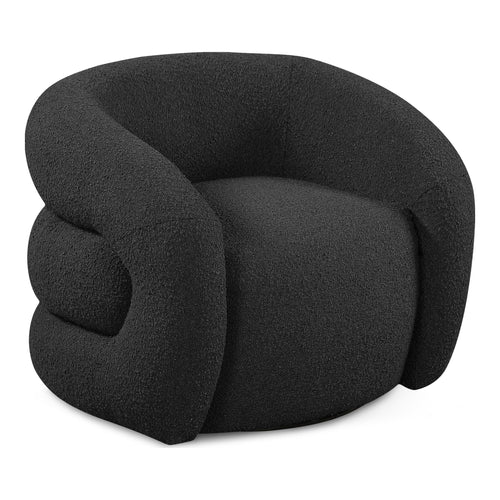 Roxbury Boucle Fabric Upholstered Swivel Accent Chair in Black