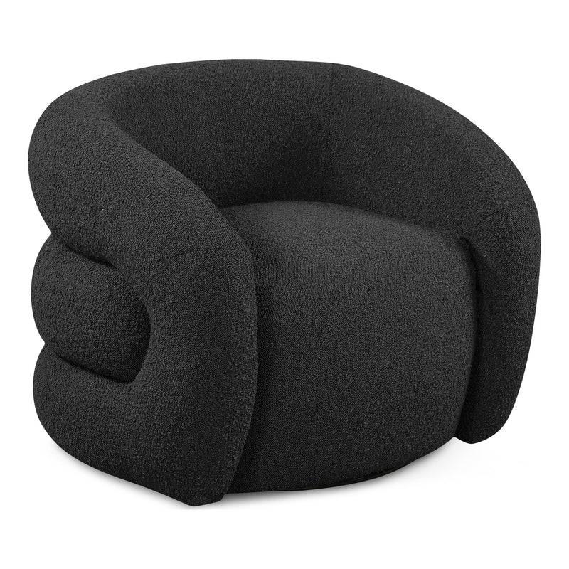 Roxbury Boucle Fabric Upholstered Swivel Accent Chair in Black