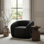 Roxbury Boucle Fabric Upholstered Swivel Accent Chair in Black