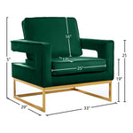 Noah Velvet Upholstered Accent Chair (511-) in Green