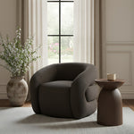 Roxbury Boucle Fabric Upholstered Swivel Accent Chair in Brown