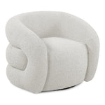 Roxbury Boucle Fabric Upholstered Swivel Accent Chair in Cream