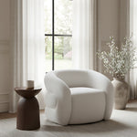 Roxbury Boucle Fabric Upholstered Swivel Accent Chair in Cream