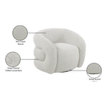 Roxbury Boucle Fabric Upholstered Swivel Accent Chair in Cream