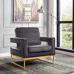 Noah Velvet Upholstered Accent Chair (511-) in Grey