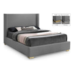 Royce Linen Textured King Bed (3 Boxes) in Grey