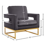 Noah Velvet Upholstered Accent Chair (511-) in Grey