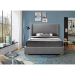 Royce Linen Textured King Bed (3 Boxes) in Grey