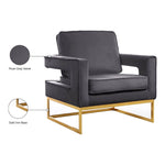 Noah Velvet Upholstered Accent Chair (511-) in Grey