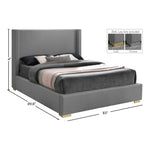 Royce Linen Textured King Bed (3 Boxes) in Grey