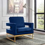 Noah Velvet Upholstered Accent Chair (511-) in Navy