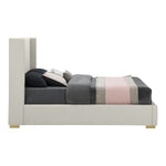Royce Linen Textured Queen Bed (3 Boxes) in Beige
