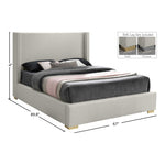 Royce Linen Textured Queen Bed (3 Boxes) in Beige