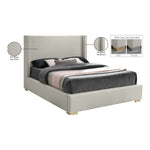 Royce Linen Textured Queen Bed (3 Boxes) in Beige