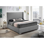 Royce Linen Textured Queen Bed (3 Boxes) in Grey