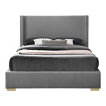 Royce Linen Textured Queen Bed (3 Boxes) in Grey
