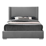 Royce Linen Textured Queen Bed (3 Boxes) in Grey