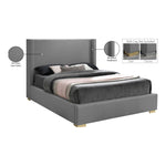 Royce Linen Textured Queen Bed (3 Boxes) in Grey