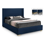 Royce Linen Textured Queen Bed (3 Boxes) in Navy