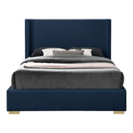 Royce Linen Textured Queen Bed (3 Boxes) in Navy