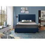Royce Linen Textured Queen Bed (3 Boxes) in Navy