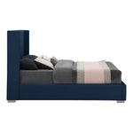 Royce Linen Textured Queen Bed (3 Boxes) in Navy