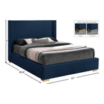 Royce Linen Textured Queen Bed (3 Boxes) in Navy