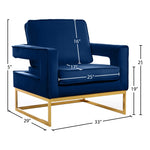 Noah Velvet Upholstered Accent Chair (511-) in Navy
