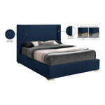 Royce Linen Textured Queen Bed (3 Boxes) in Navy