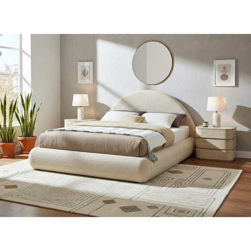 Rudy Teddy Fabric Upholstered King Bed in Beige