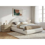 Rudy Teddy Fabric Upholstered King Bed in Cream