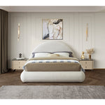 Rudy Teddy Fabric Upholstered King Bed in Cream