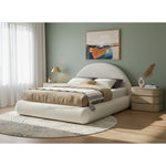 Rudy Teddy Fabric Upholstered Queen Bed in Cream