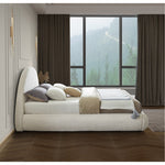 Rudy Teddy Fabric Upholstered Queen Bed in Cream